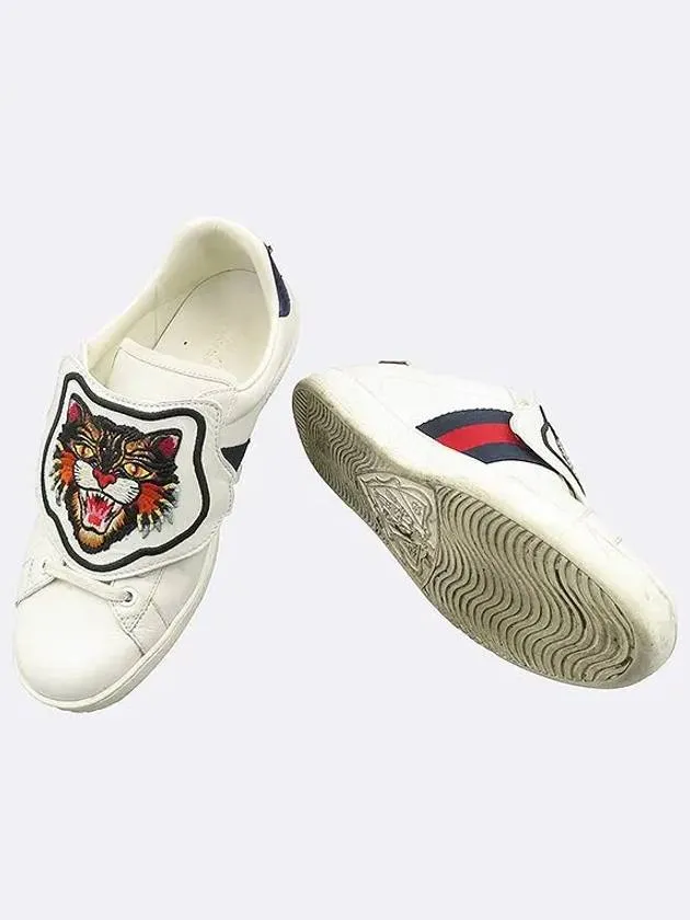 478190 DOP80 Ace Three Stripes Angry Cat White Leather Men s Sneakers 6