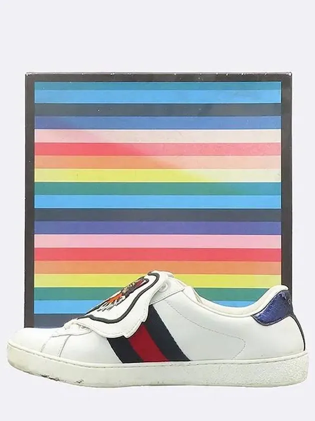 478190 DOP80 Ace Three Stripes Angry Cat White Leather Men s Sneakers 6