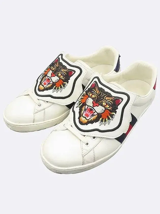 478190 DOP80 Ace Three Stripes Angry Cat White Leather Men s Sneakers 6