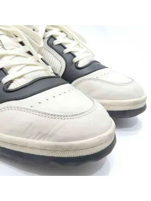 741656 White Fabric Black Leather Trim MAC80 Dirty Men s Sneakers 8 275MM