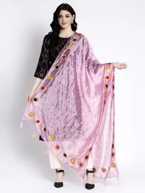 Baby Pink Printed Silk Dupatta