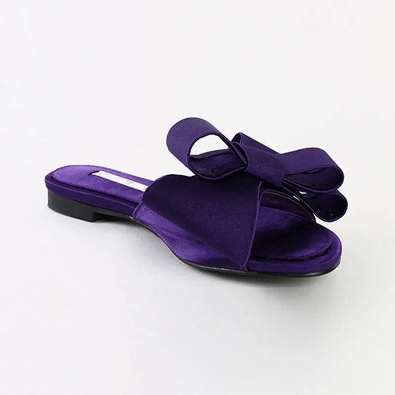Big bow flat open toe mule