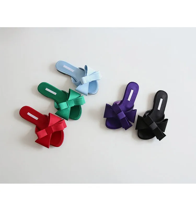 Big bow flat open toe mule