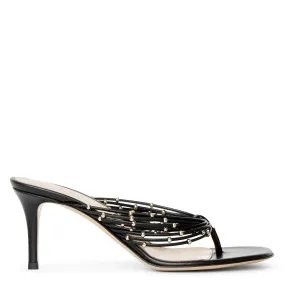 Black leather thong sandals