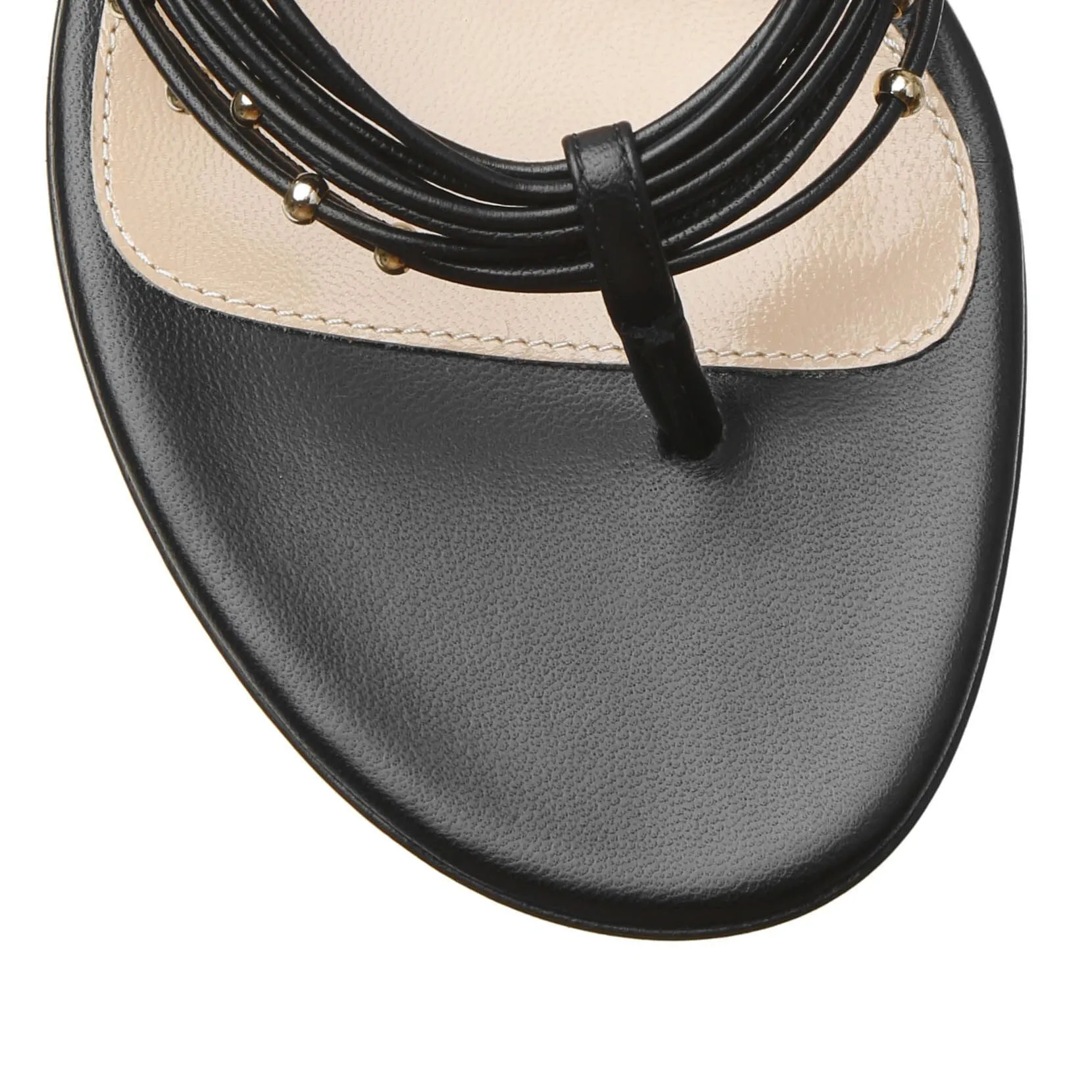 Black leather thong sandals