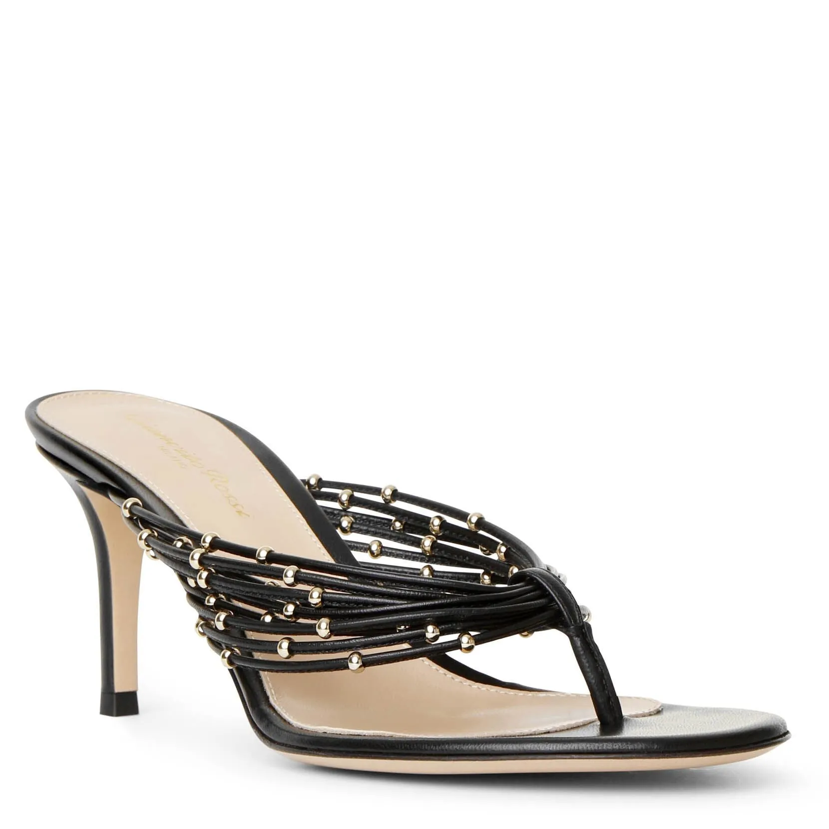Black leather thong sandals