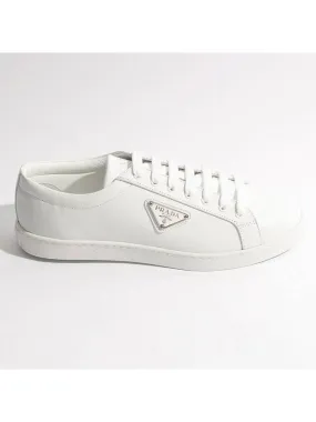 Brushed Leather Low Top Sneakers White