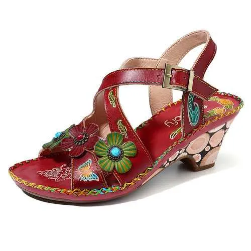 Buckle Strap Leather Sandals