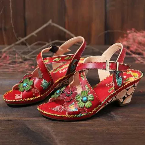 Buckle Strap Leather Sandals