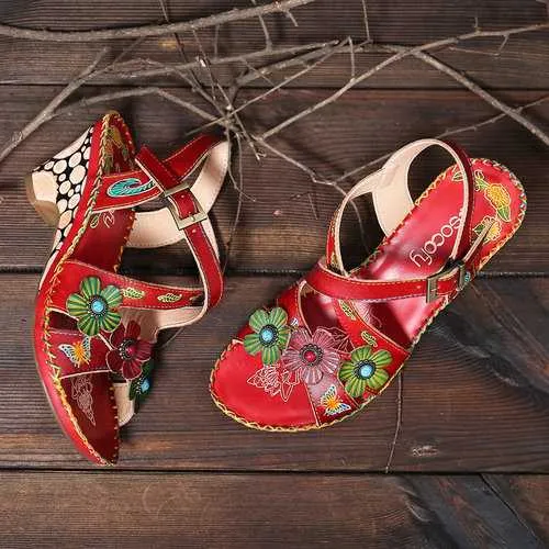 Buckle Strap Leather Sandals