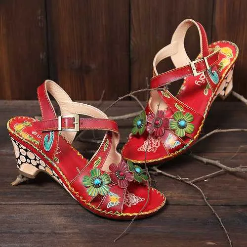 Buckle Strap Leather Sandals