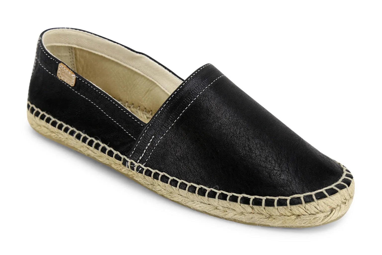 Castell Men's Black Leather Espadrilles