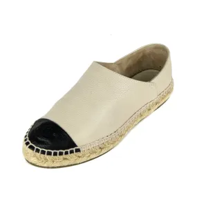 Chanel Beige & Black Leather Cap Toe Espadrilles Size US 6 | EU 36