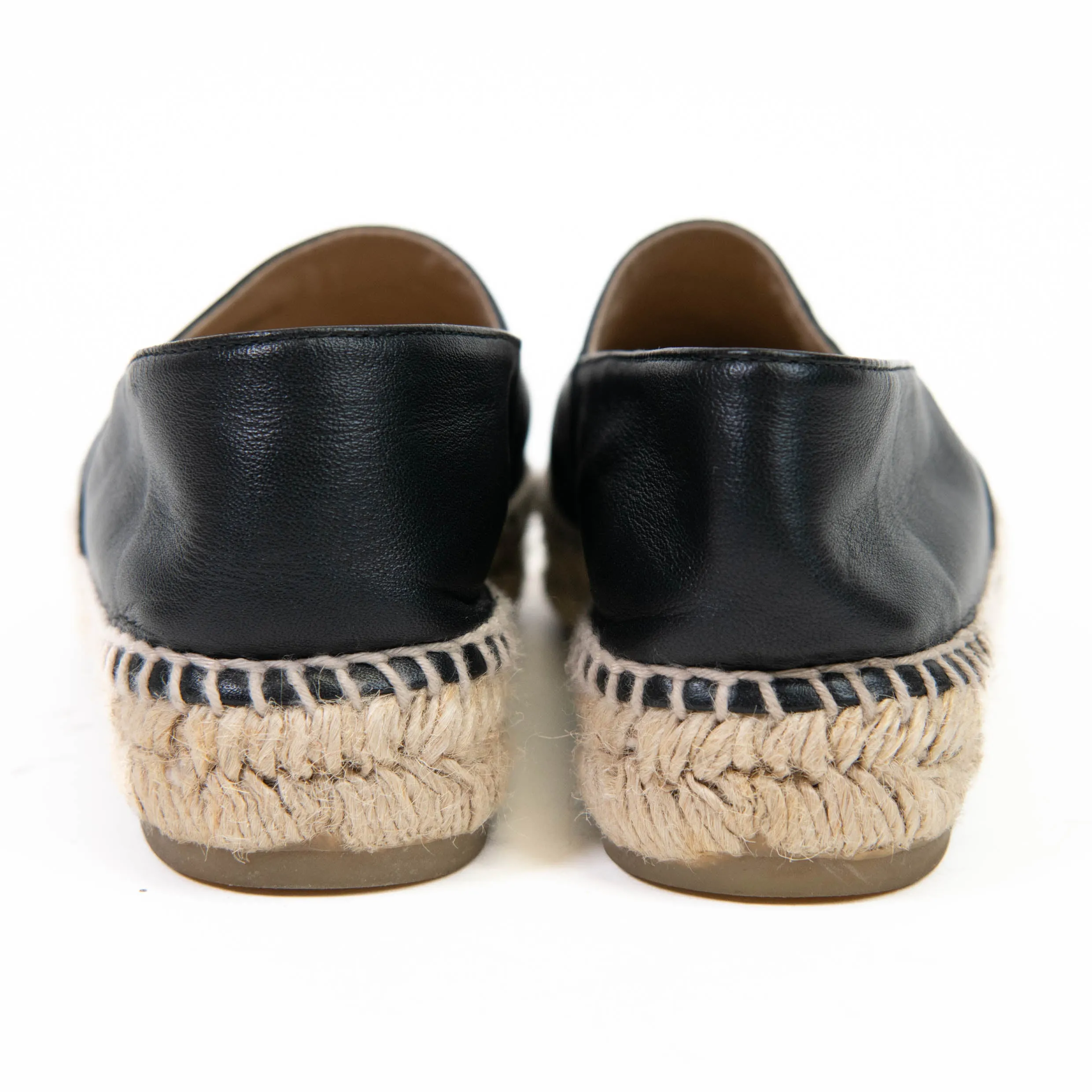 Chanel Black Lambskin CC Espadrilles Size 35