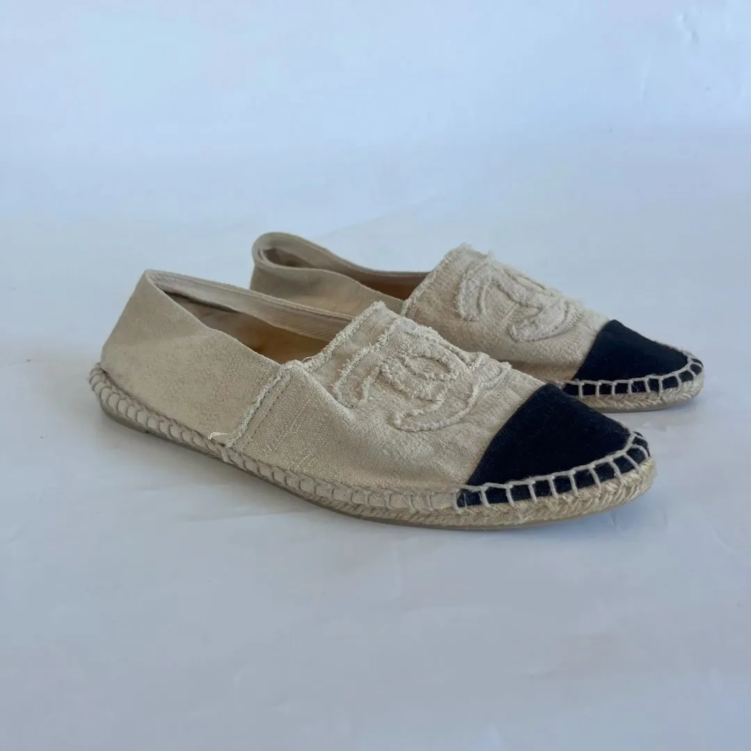 Chanel fabric espadrilles , CC stitched on vamp, 39