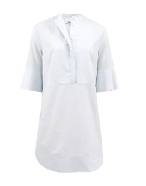 Collarless Shirt Dress with Belt
