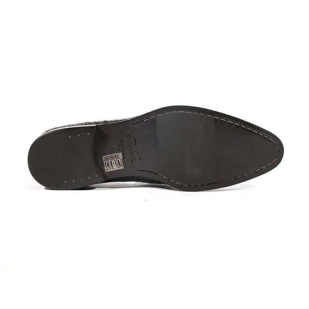 Corvari Designer Men's Designer Shoes Rio Black Snake Textured Leather Loafers (COR1005)