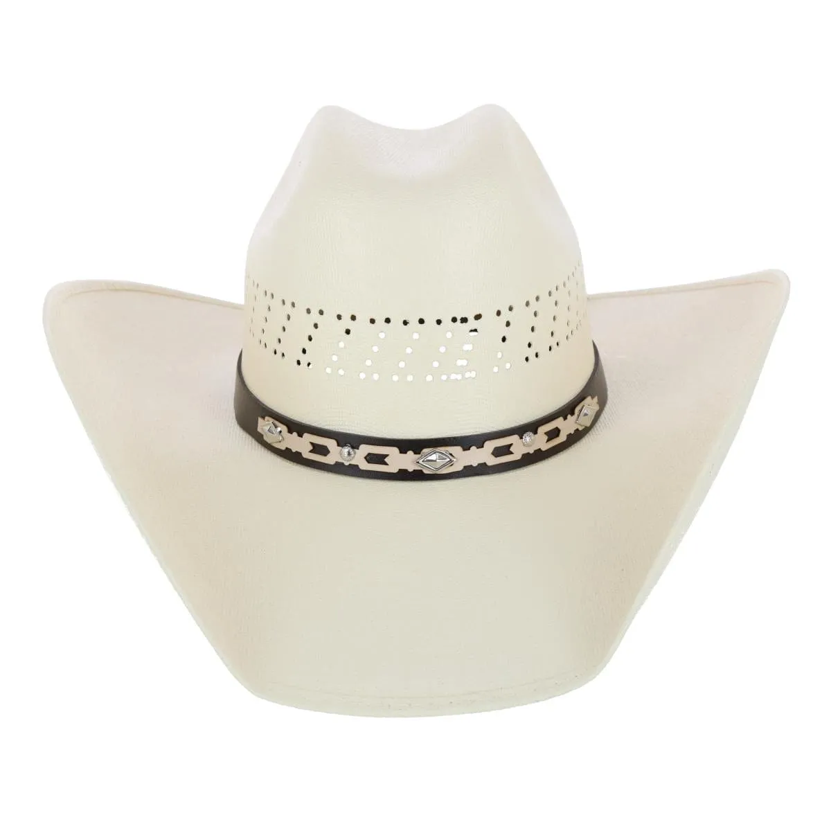 CTM® Men's Buffalo Crown Canvas Western Hat with Geometric Hatband
