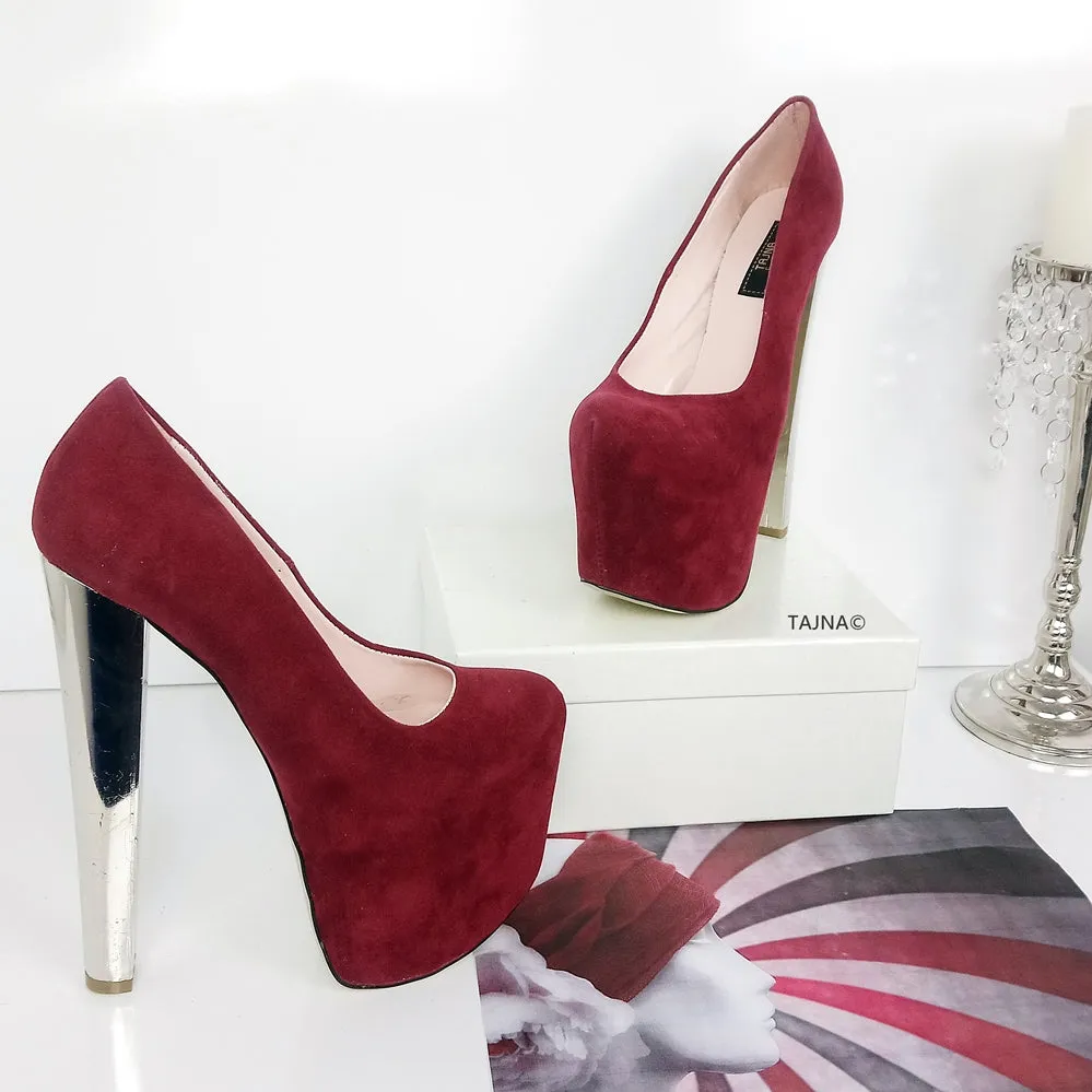 Dark Red Burgundy Platform Heels