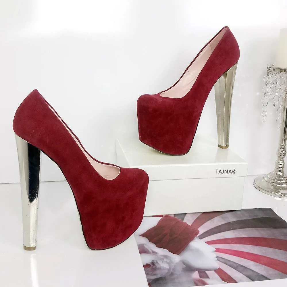 Dark Red Burgundy Platform Heels