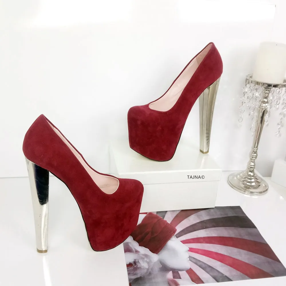 Dark Red Burgundy Platform Heels
