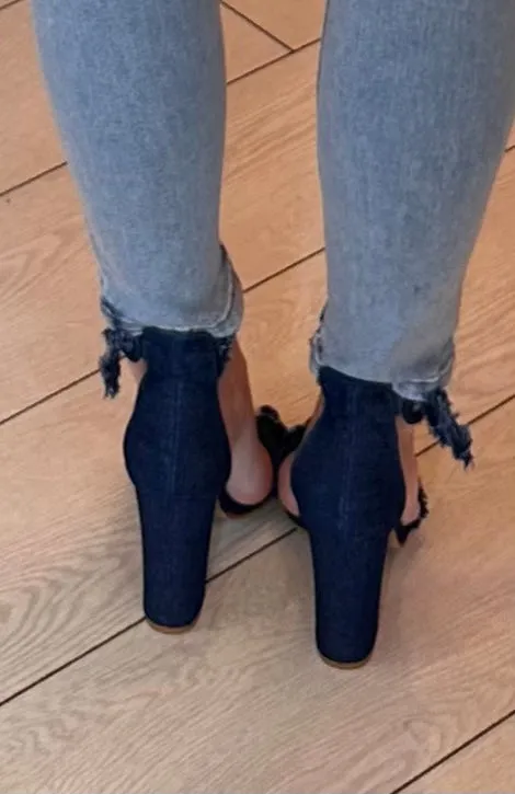 Denim strappy sandals