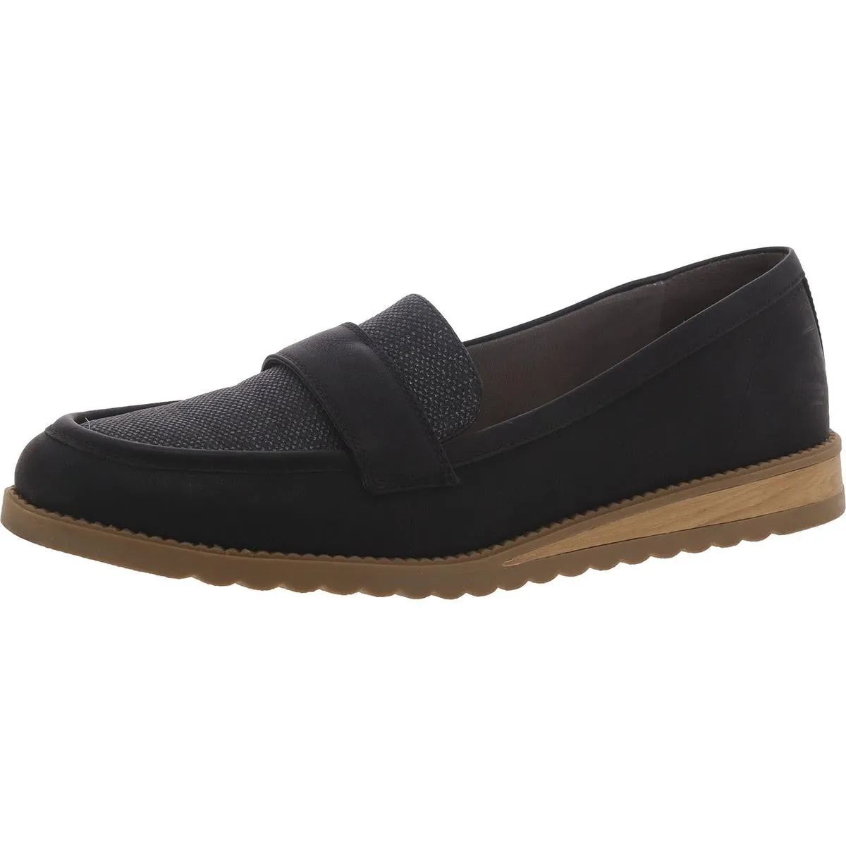 Dr. Scholl's Shoes Womens Jetset Badnd Faux Leather Wedge Loafers