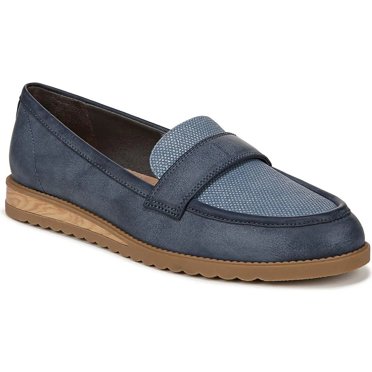 Dr. Scholl's Shoes Womens Jetset Badnd Faux Leather Wedge Loafers