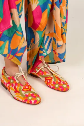EMBROIDERED SILK FLATS LARA