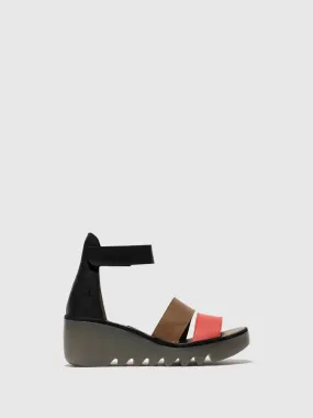 Fly London Women's BONO290FLY Leather Strappy Sandals Raspberry Black