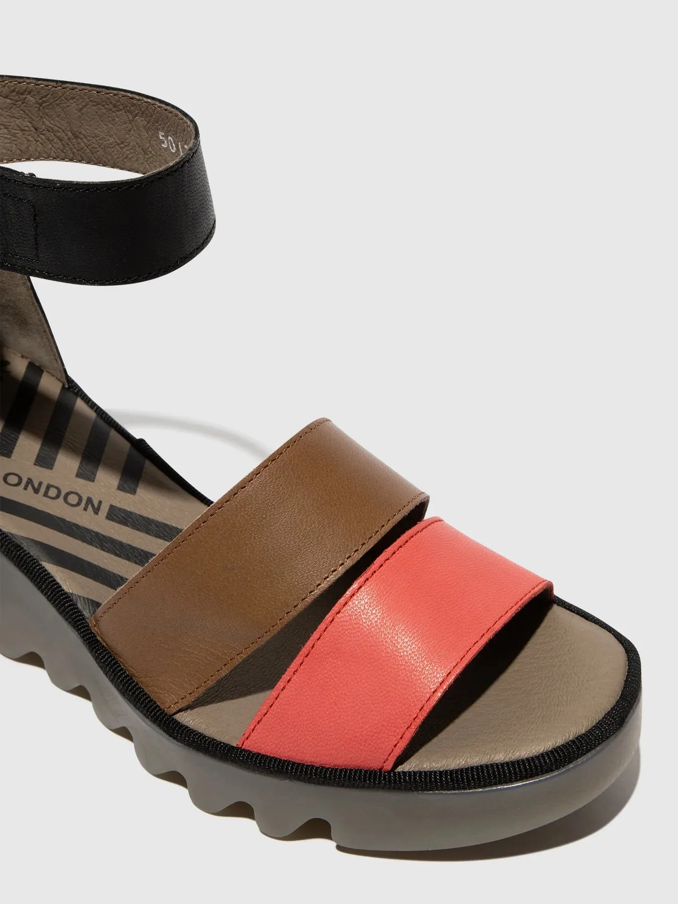 Fly London Women's BONO290FLY Leather Strappy Sandals Raspberry Black