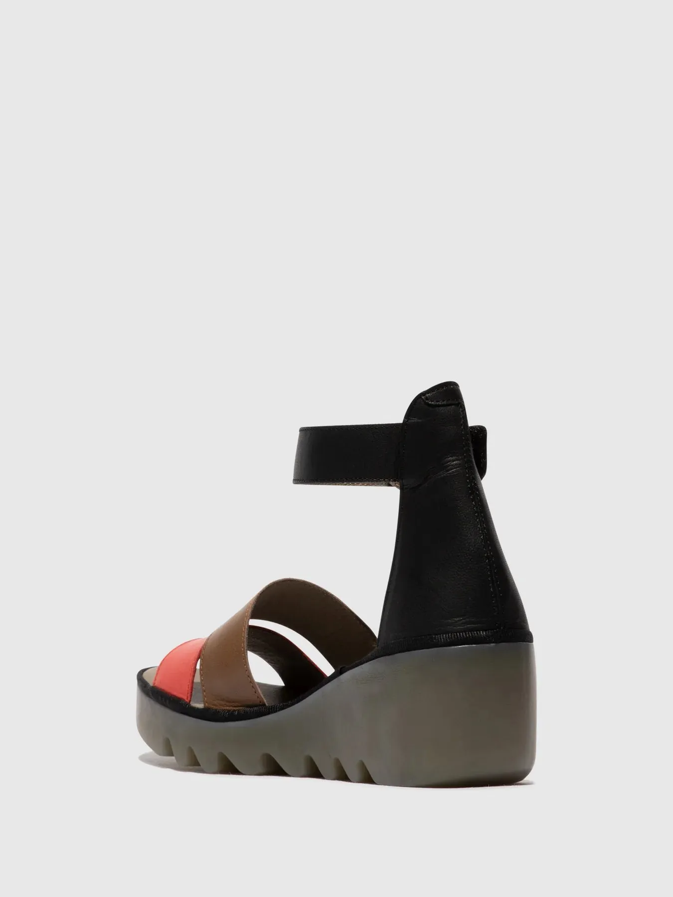 Fly London Women's BONO290FLY Leather Strappy Sandals Raspberry Black