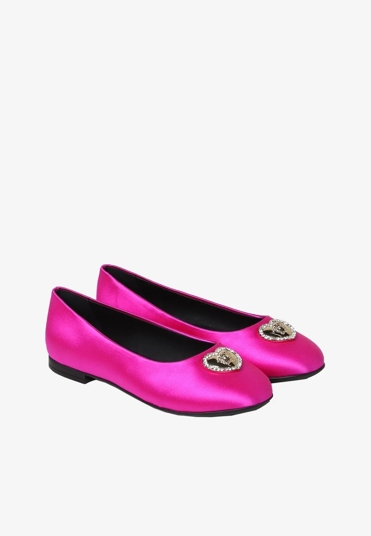 Girls Crystal Heart Medusa Ballet Flats