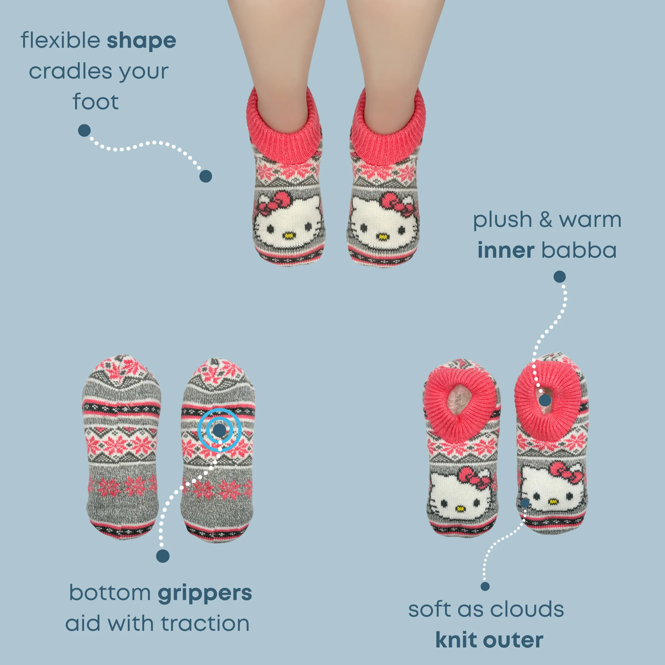 Hello Kitty Cuffer Slipper Socks