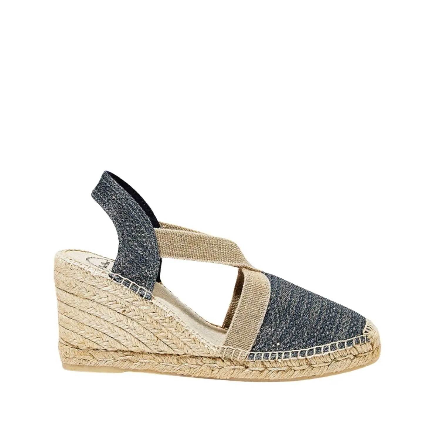 High Heel Metallic Cotton Blend Wedge Espadrille for Women - Triton-7