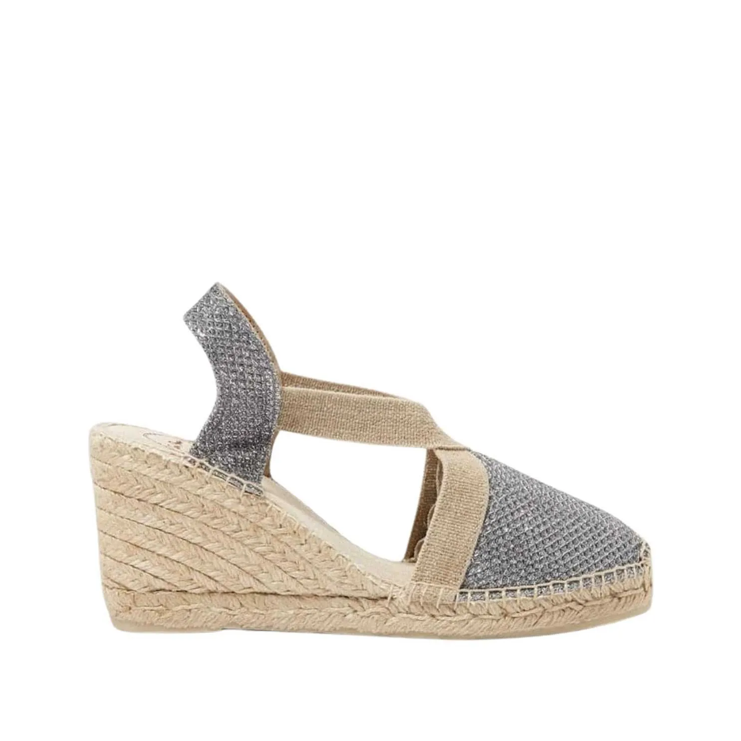 High Heel Metallic Cotton Blend Wedge Espadrille for Women - Triton-7