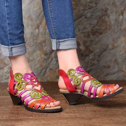 Hook Loop Low Heel Sandals