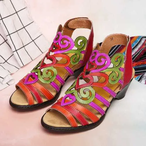 Hook Loop Low Heel Sandals