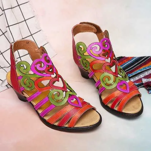 Hook Loop Low Heel Sandals