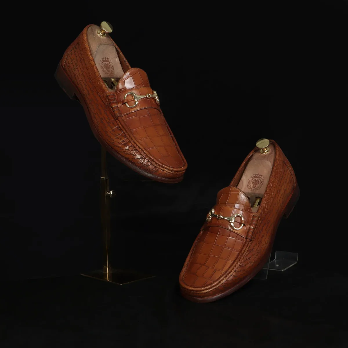 Leather Loafer Customized Tan darker Laser Text