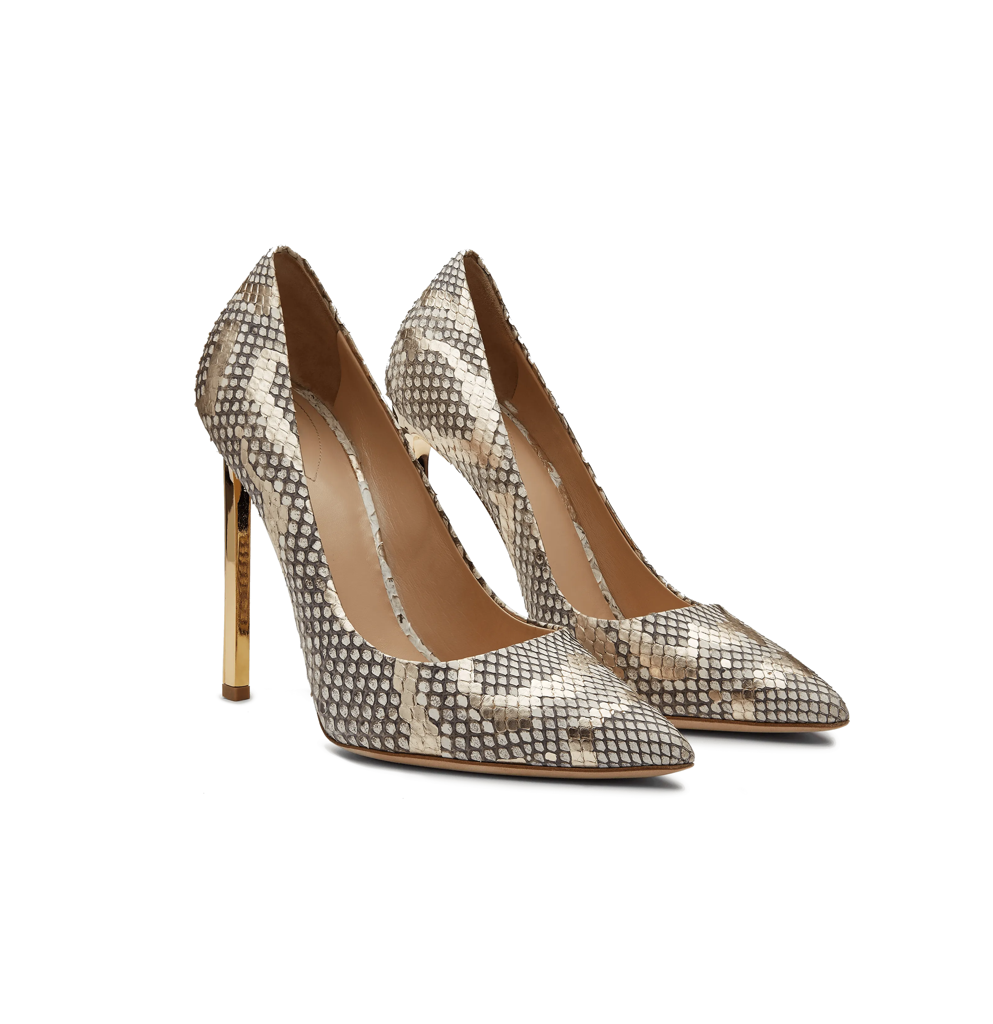 Light Grey Python Empire Pumps with Light Gold Hardware
