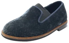 Luccini Boy's and Girl's Slip-On Smoking Loafer (Charcoal Espiga Velvet)