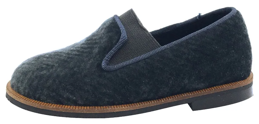 Luccini Boy's and Girl's Slip-On Smoking Loafer (Charcoal Espiga Velvet)