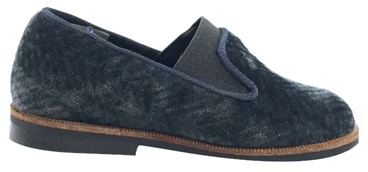 Luccini Boy's and Girl's Slip-On Smoking Loafer (Charcoal Espiga Velvet)