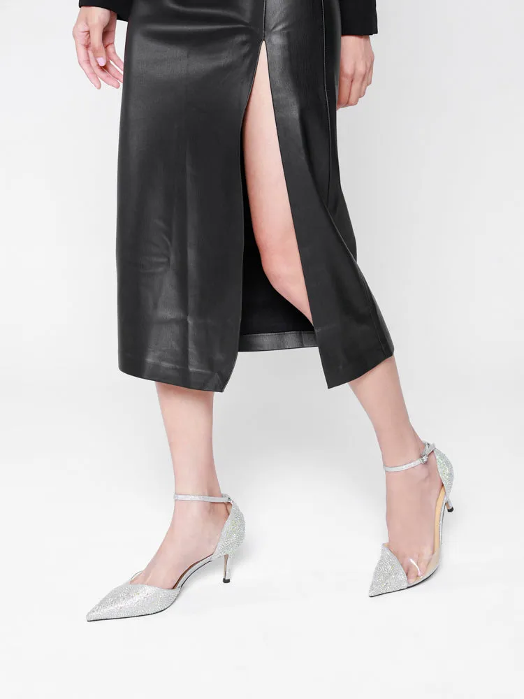 Madeline Crystal V-Cut Ankle Strap Pump Heels