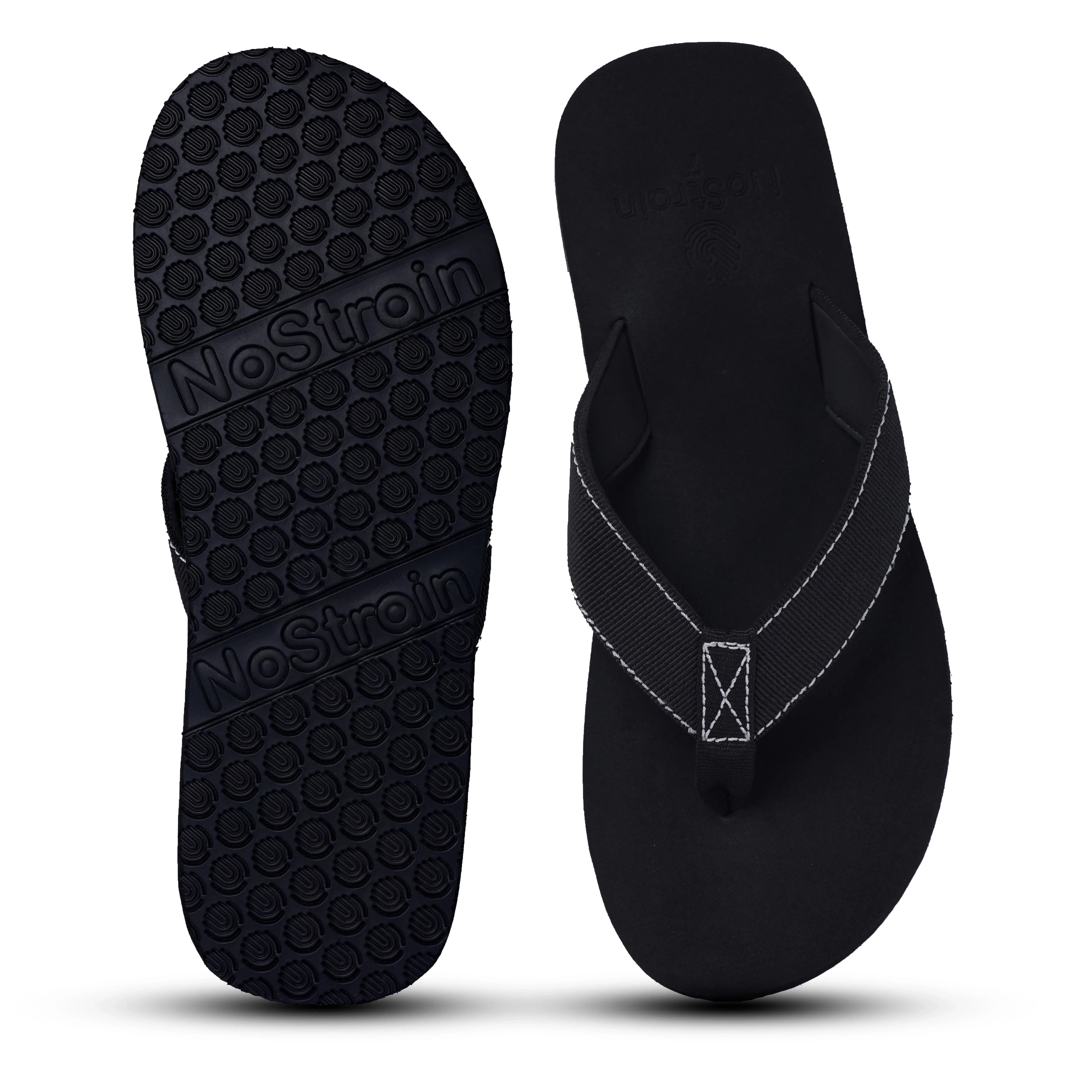 Men’s Black Stripe Arch Slippers – Ultra-Light, Arch Support, and Washable Comfort