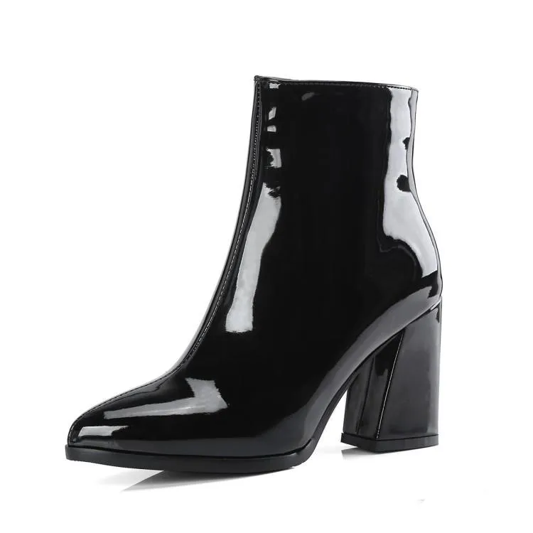 Metallic mirror chunky high heels booties for party