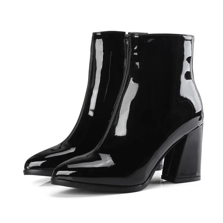 Metallic mirror chunky high heels booties for party