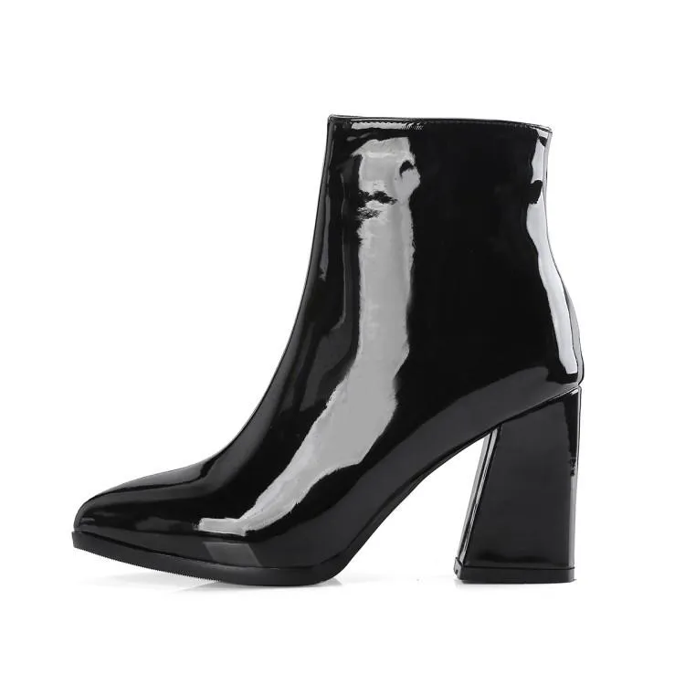 Metallic mirror chunky high heels booties for party