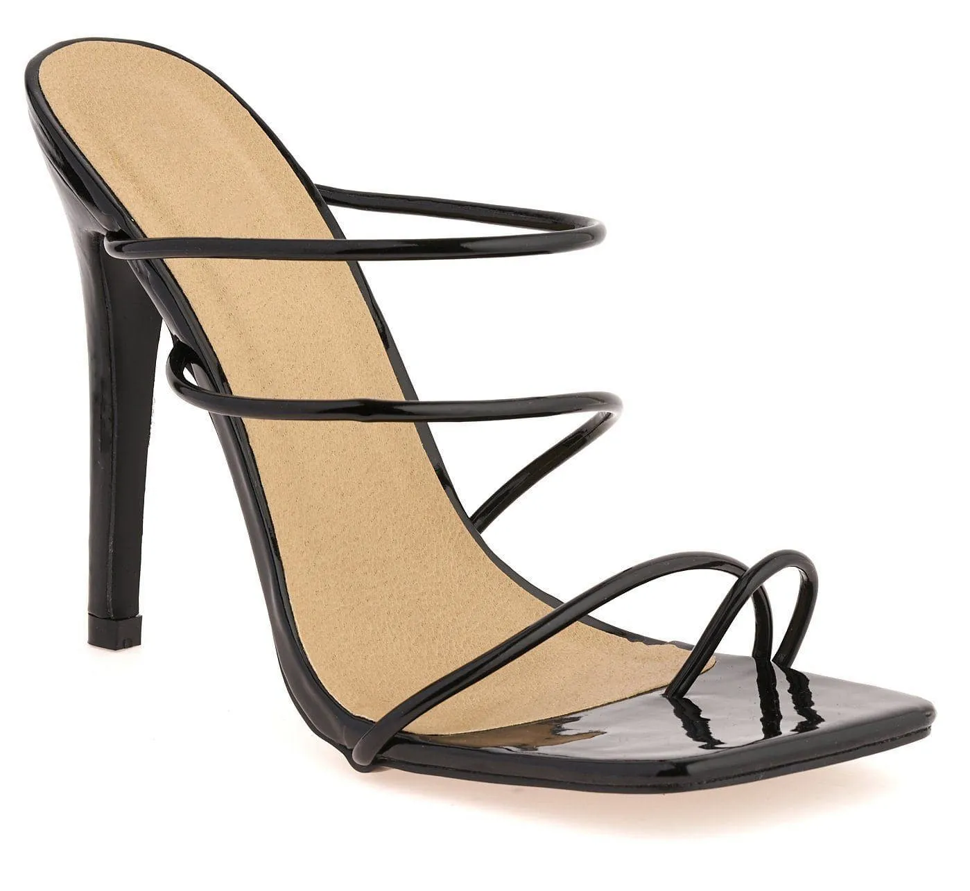 Miracles Toe Ring Strappy Mule in Black